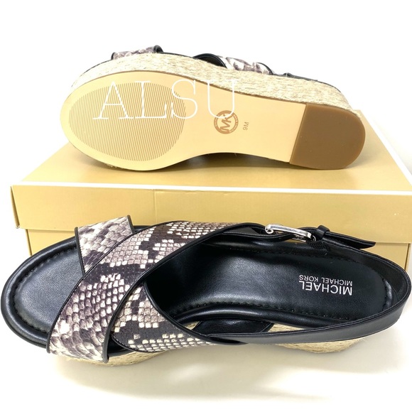 Michael Kors Wmns Sandal Jodi Mid Wedge Le Natural - Picture 8 of 9